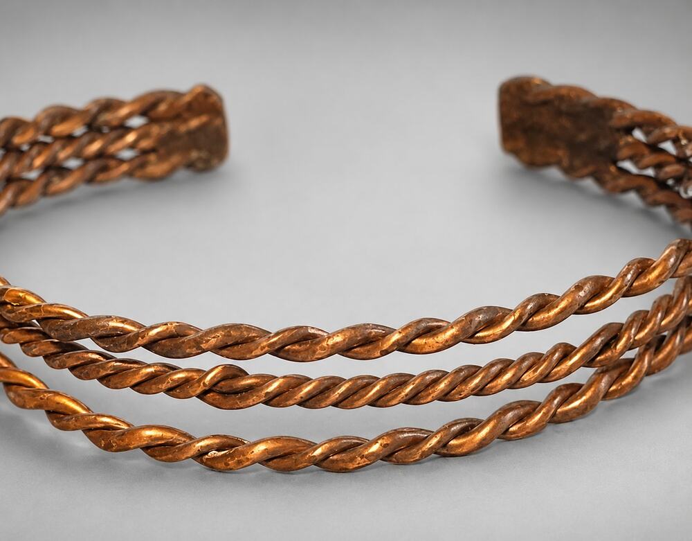 Twisted Copper wire Cuff Bracelet, boho Vintage Artisan cfb